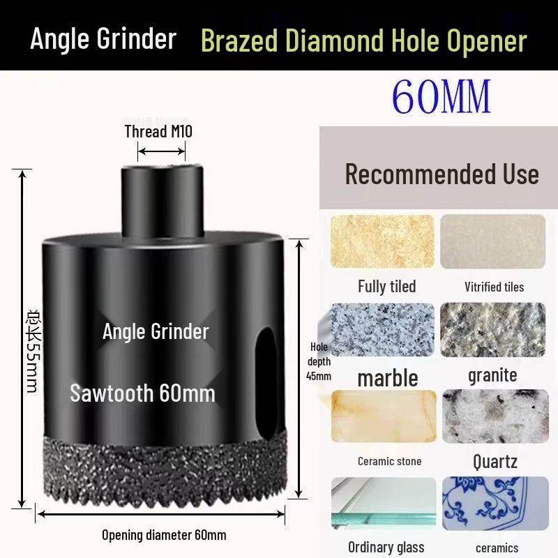 Diamond Brazed Angle Grinder Hole Opener for Ceramic, Vitrified Tiles, and Stone