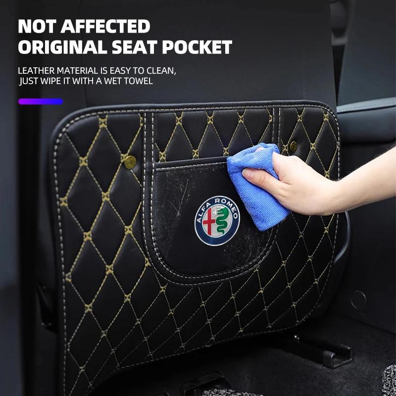 PU Deri Araba Koltuk Arkası Koruyucu Mat Kir Önleyici Koruyucu Ped Alfa Romeo Giulia Stelvio Junior Tonale 33 Stradale 4C Giu MV8 İçin