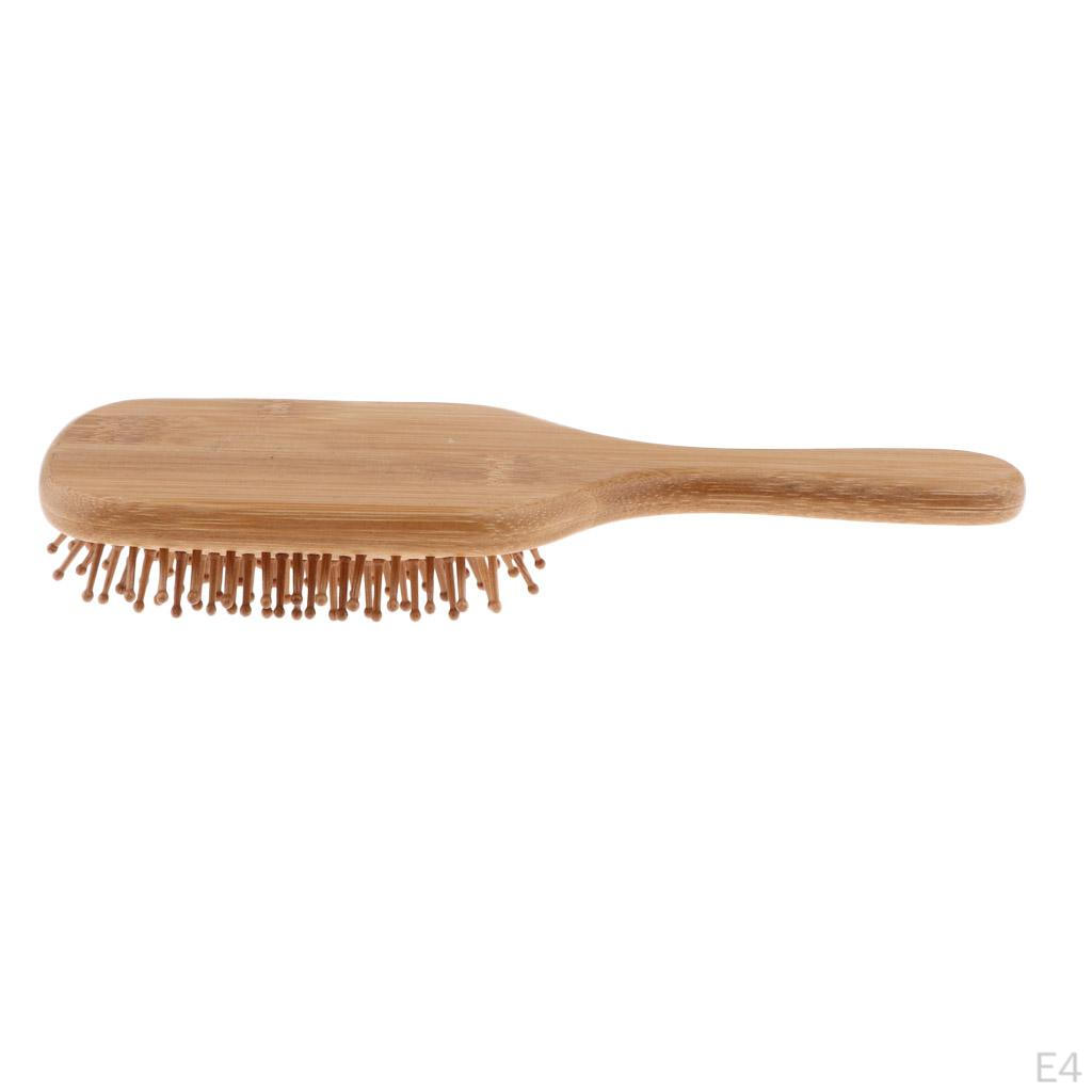 Bamboo Paddle Cushion Hairbrush Ball-Tipped Scalp Massage Brush Comb