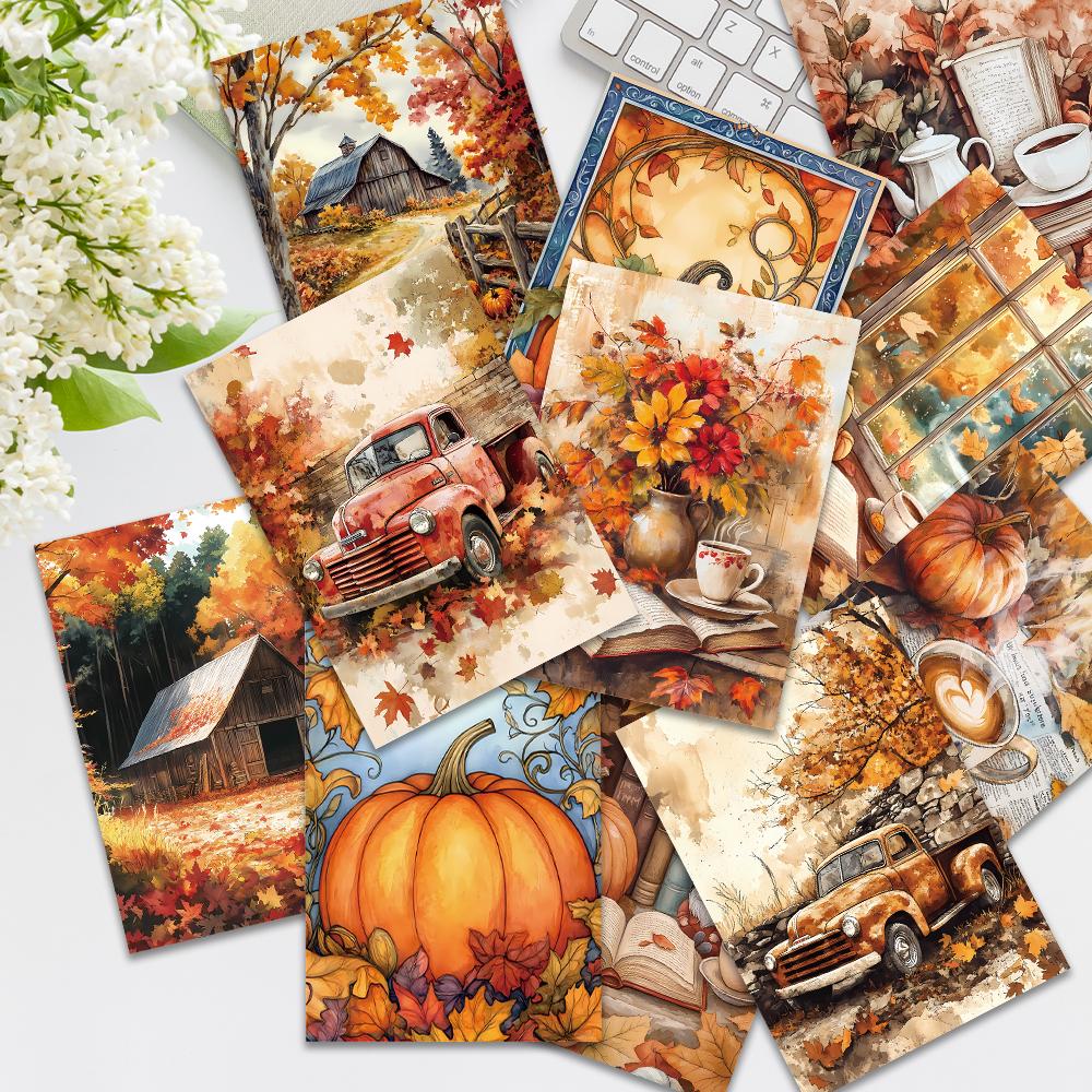 32pcs, Autumn Fairy Tale Postcards, Harvest Season Postcards, Wall Stickers, Mailing Cards, Greeting Cards, DIY Postcards, D