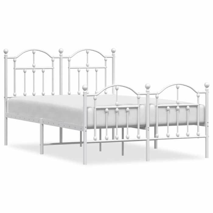 VidaXL Metal Bed Frame with Headboard-Footboard White 120x200cm 353504