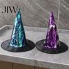 Festival Decorative Headpiece Reversible Sequin Witch Hat, Sparkly Glitter Large Wizard Halloween Dress Up Supplies Costume Party Hat for Cosplay,