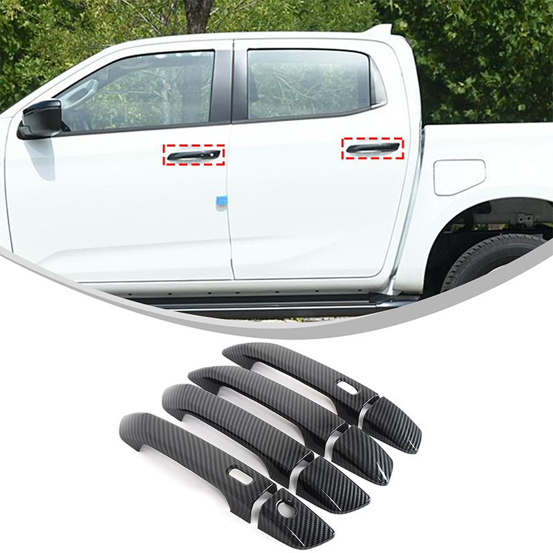 ABS Plastic Carbon Fiber Car Side Door Handle Bowl Decoration Sticker Cover Trim Suitable for Mazda BT-50 BT50 lsuzu D-MAX +