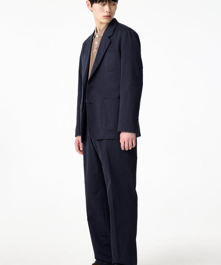 Man On The Boon Washed Cotton Chino Single Jacket _Navy 4715102004