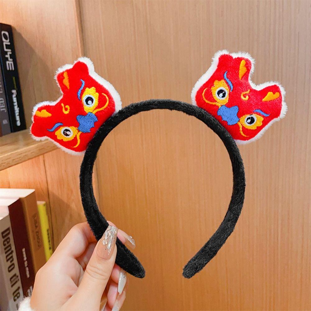 Red Hairband 2024 Happy New Year Headband Lion Dance New Year Headdress  New Year Gift