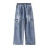 New Spring Summer Men's Vintage Jeans Multi Pocket Cargo Loose Casual Denim Pants Men Cotton Wide Leg Denim Trousers Streetwear