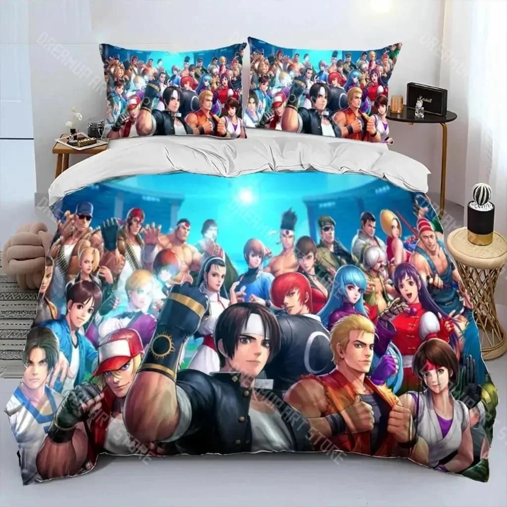 3D Print King Of Fighters Retro Bedding Set Boys Girls Twin Queen Size Duvet Cover Pillowcase Bed Kids Adult Home Textileextile