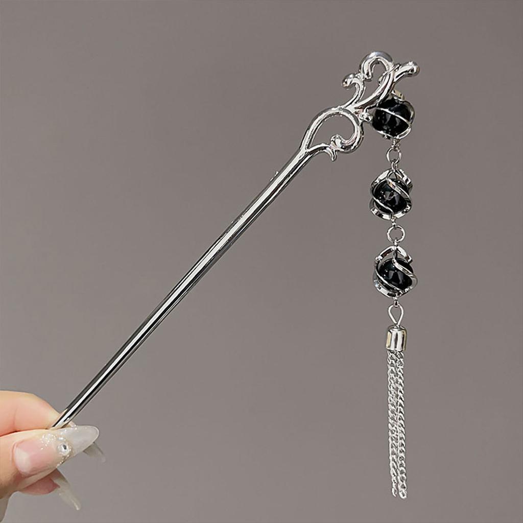 Antique Butterfly Pearl Hairpin, Curved Moon Tassel High-End Minimalist Style, Women'S Special Hairpin For Braided Hair