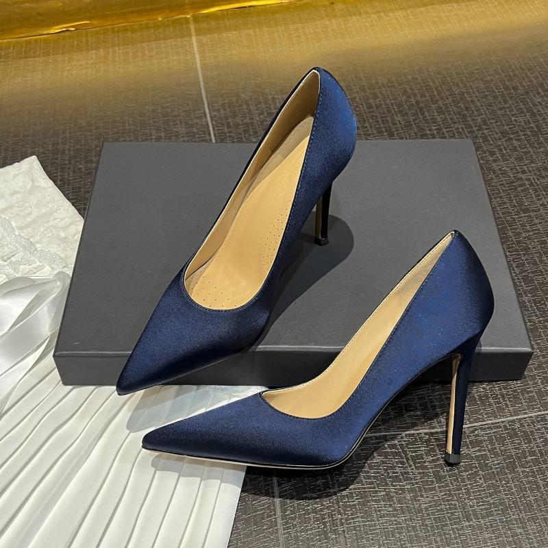 Satin high heels women`s new pointed