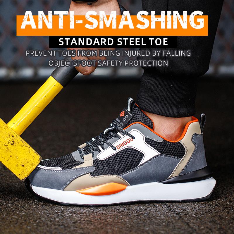 New Summer Breathable Men Safety Work Shoes Sneakers Anti Puncture Outdoor Indestructible Steel Toe Anti Smashing Male Footwear