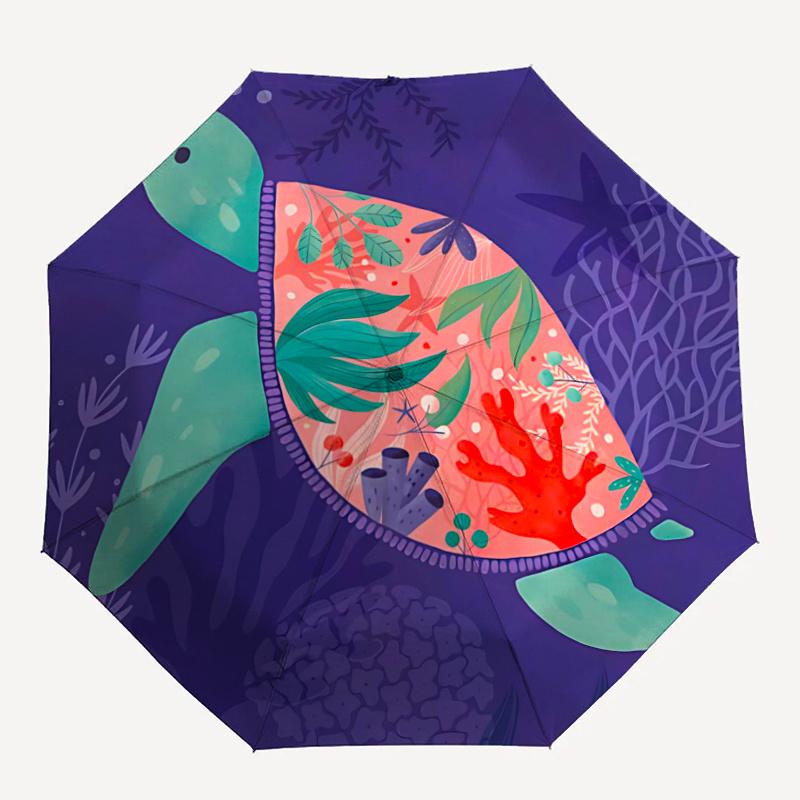 

1pc Sea Turtle Underwater Scene Automatic Open/close Umbrella, 8-Rib sturdy structure, Portable Travel Umbrella, Parties, Everyday Useb022