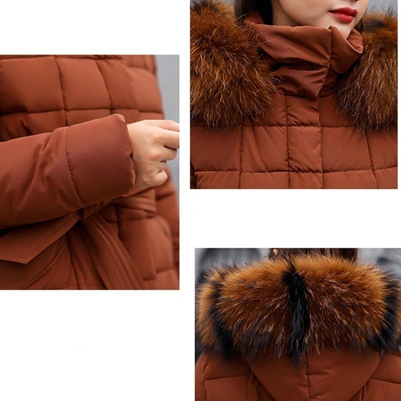 2025 Warm Winter Pink Hooded Long Parka Chaqueta Thick Windproof Overcoat Casual Snow Wear Cotton Padded Women New