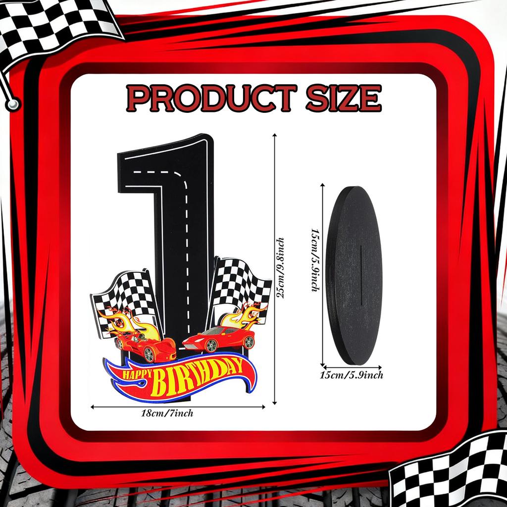 7Pcs Birthday Candles Set,Cake Numeral Candles,Racing Cars Themed Birthday Candles for Cake Candle Checkered Decoration 1