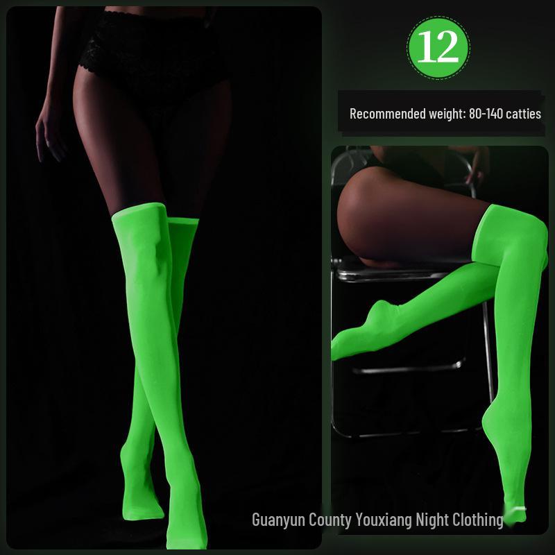 Linlinting Plus Size Glow-in-the-Dark Fishnet Bodystocking with Luminous Bandeau and Socks