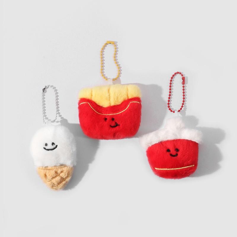 Creative Cute  Burger Potato  Chip  Doll  Keychain  Bag Pendant Couple  Girl  Plush Hanging  Ornament Gift Bag Accessory