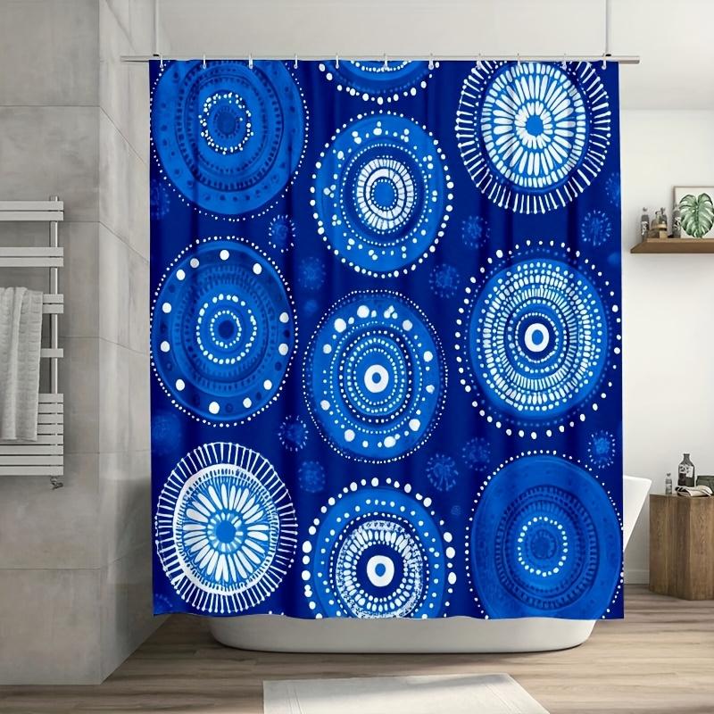

1 шт. Яркая синяя мандала Шторка для душа, Прочный полиэстер, Легко чистить, Пластиковые крючки в комплекте, Идеально для декора ванной комнаты/окна W90xH180cm