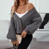 2024 New Autumn/Winter V-Neck Sweater Loose-Fit Casual Knitted Cardigan Women's Knitted Pullovers Cable Knit Style