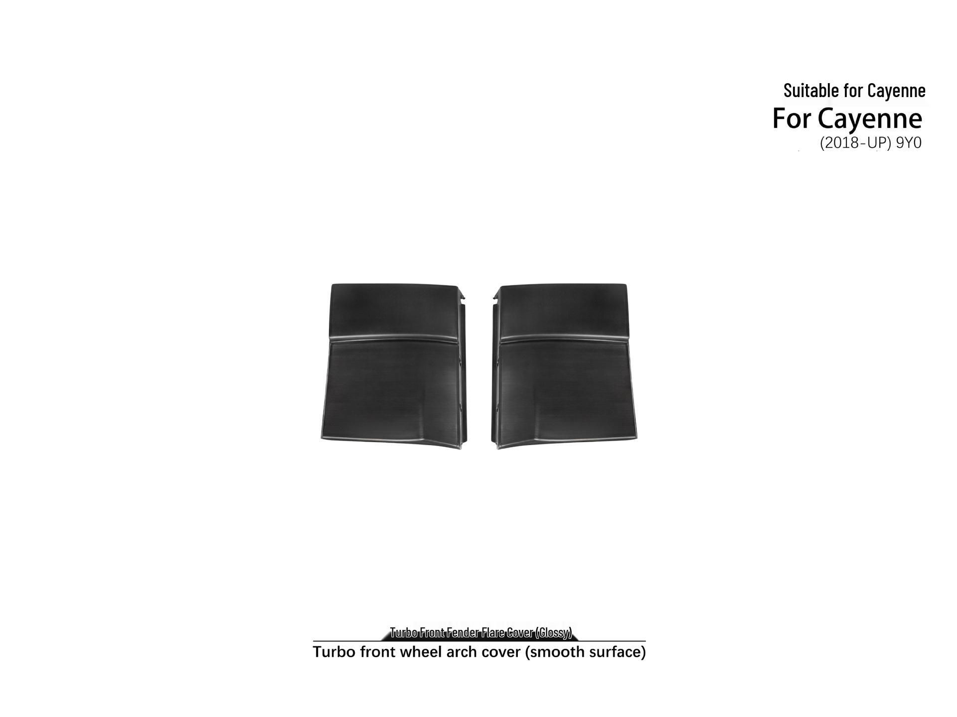 Glossy & Painted Front Wheel Arch Covers for 2018-2023 Cayenne 9Y0 Turbo Models.