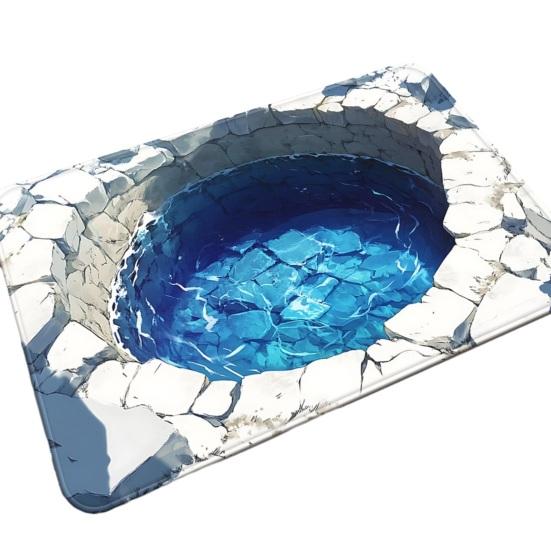 3D Optical Illusion Floor Mat Realistic Hole Door Mat for Living Room And Entry Area Non-Slip Soft Pet-Friendly Rug Interactive Visual Effect Carpet