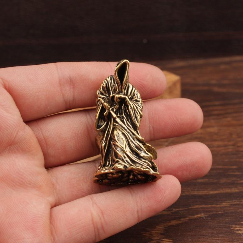 1/2Pcs Retro Brass Death Statue Black Robe Action Figures Miniature Punk Horror Statue Desktop Ornament Halloween Decor