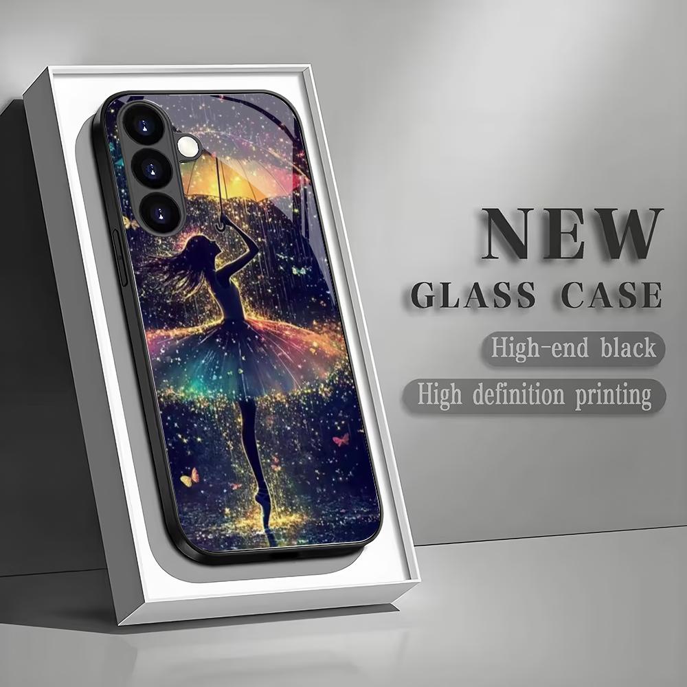 

Beautiful girl dancing tempered glass phone case suitable for Samsung Galaxy S26 S25 S24 S22 S21 S20 FE/Ultra/Plus anti fall GalaxyS25