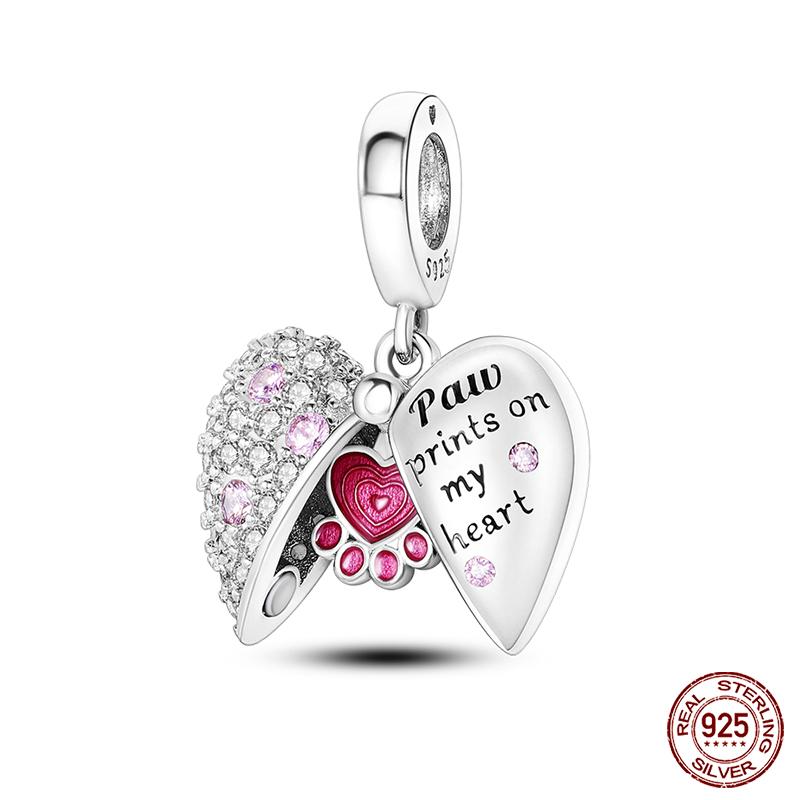 New Copper Heart Shaped Cat Claw Butterfly Four Leaf Clover Charms Beads Fit Qikaola Original Bracelets Diy Jewelry