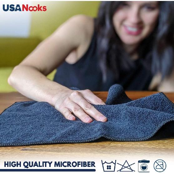 NOOKS Microfiber Cleaning Cloth Grey - 12 Pcs (12.5"x12.5") - High Performance - 1200 Washes, Ultra Absorbent Microfiber Towel Weave Grime & Liquid