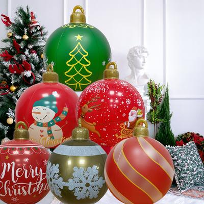 60cm Christmas Inflatable Ball Waterproof Giant Inflatable Ball with Pump Inflatable Christmas Holiday Yard Decorations
