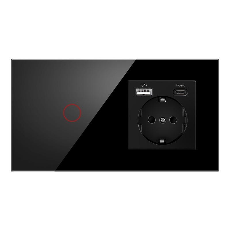 157 European Touch Switch & German Socket with Integrated Glass Panel for Homes
