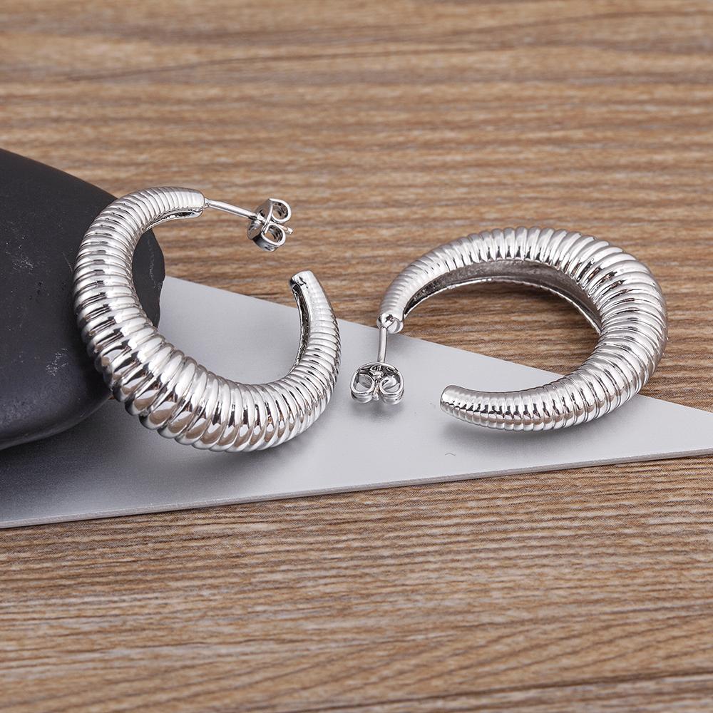 Nidin Top Quality 2 Colors Geometric Crescent Shape Adjustable Earrings Cubic Zirconia Women Retro Jewelry Classic Party Gift