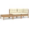 VidaXL Solid Pine Wood 3 Pcs Garden Lounge Set with Cushions Patio Furniture Outdoor Furniture Garden Furniture 806673