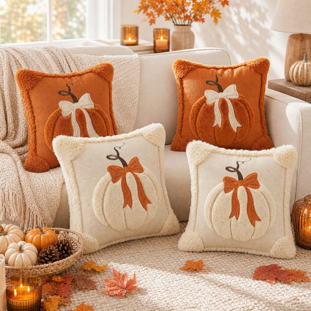 2026 New Plush Pumpkin Pillow Cover Holiday Decoration Pillowcase Halloween Pillow Cover Zipper Pillowcase Thanksgiving Sofa Decoration Cushion Cover
