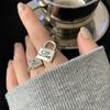 Unique Inspired Korean Vintage 925 Silver Geometric Pattern Ring For Women Stylish