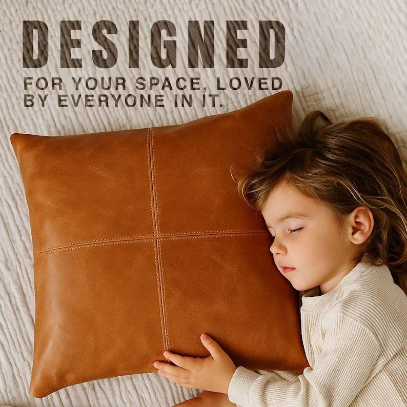 

Handmade Leather Cushion Cover : Soft Decorative Pillow Case 17 x 17 in