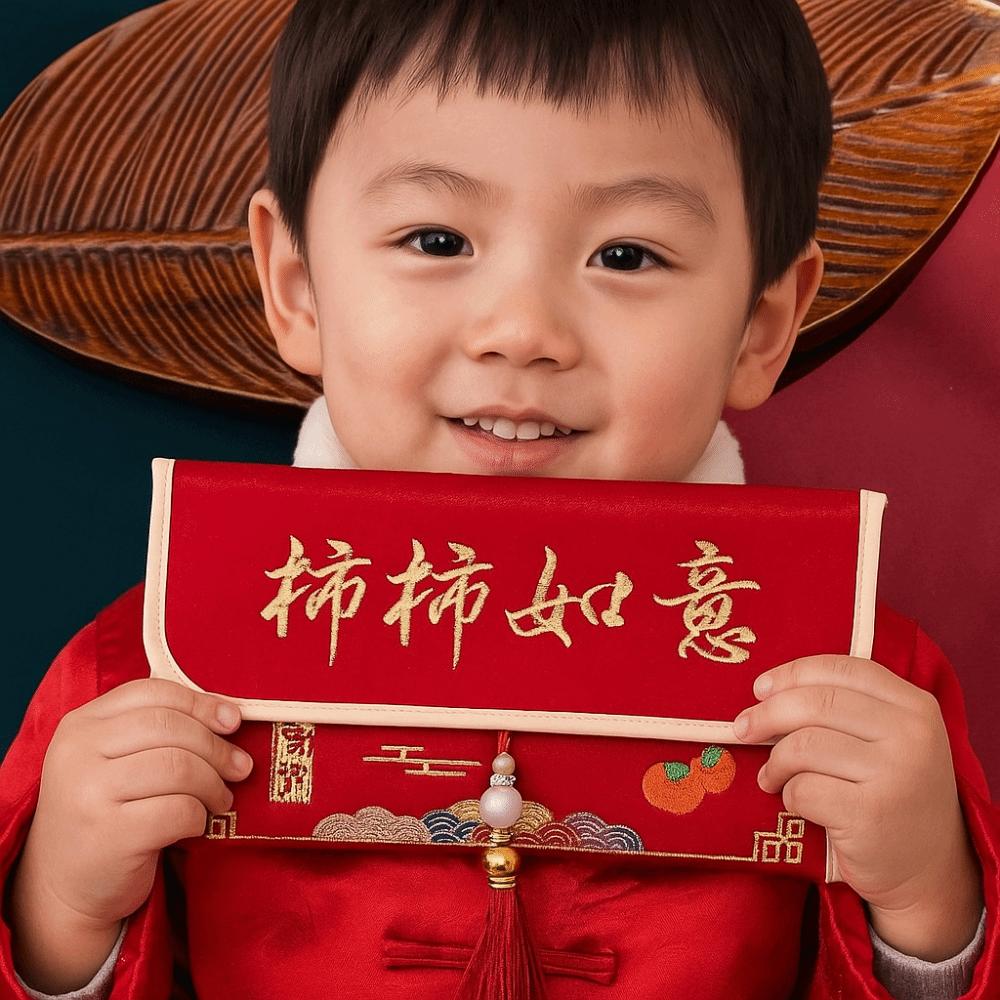 Traditional Chinese New Year Red Envelope Brocade Embroidered Tassel Children's Money Bag Blessing Hongbao Lucky Money Packet