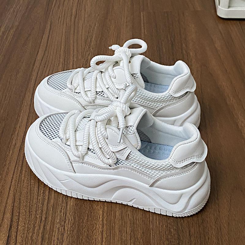 

Bread shoes breathable women s shoes 2025 summer new thick-soled niche design student board shoes casual and light white shoes 35