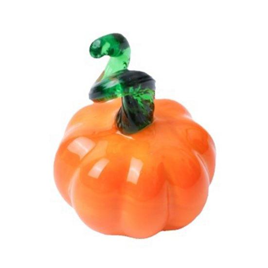 Hand Blown Glass Pumpkin Figurine Mini Halloween Thanksgiving Pumpkin Statue