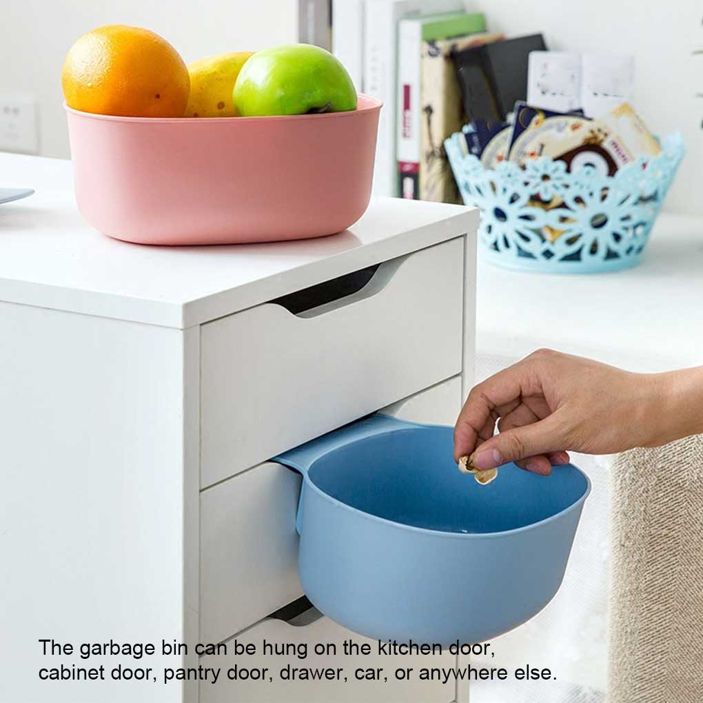 2 Pcs Kitchen Hanging Trash Can Door Buckle Garbage Basin Oval Shape Organizer Storage Large Sink Clutter Collection Basket