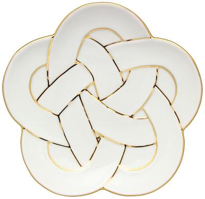 24to3 Céramiques Nishitomi Assiette de Porcelaine d'Arita Four Takiyo Assiette Nœud Prunier Assiettes de Table Diamètre Environ 15cm Or Salutation de Noël Printemps Nouvel An