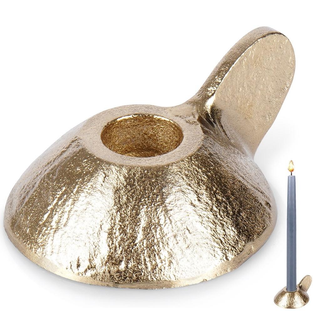Gold Aluminum Taper Candle Holder with Handle 9x7.5x4cm