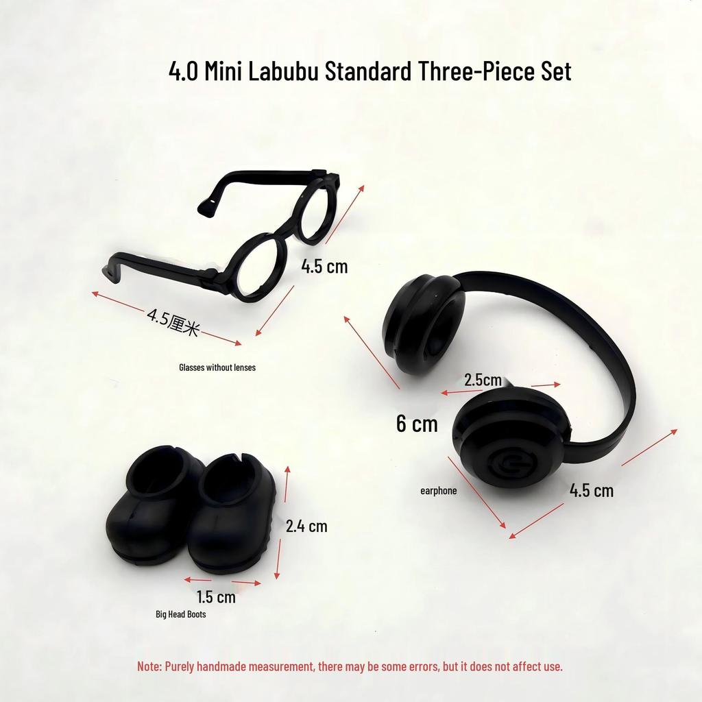 Heart Code Doll Accessories: Lensless Glasses, 4.0 Mini Labubu, Earphones, Shoes, and Three-Piece Set