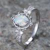 Weißer Feueropal Ovaler Stein Verlobungsringe Für Frauen Vintage Silberfarbe Luxus Kristall Eheringe Geburtsstein Schmuck Geschenke