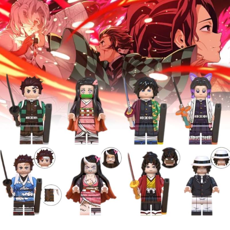 8pcs Slayer Demon Anime Character Building Blocks Assembly Toy Set Gift Children