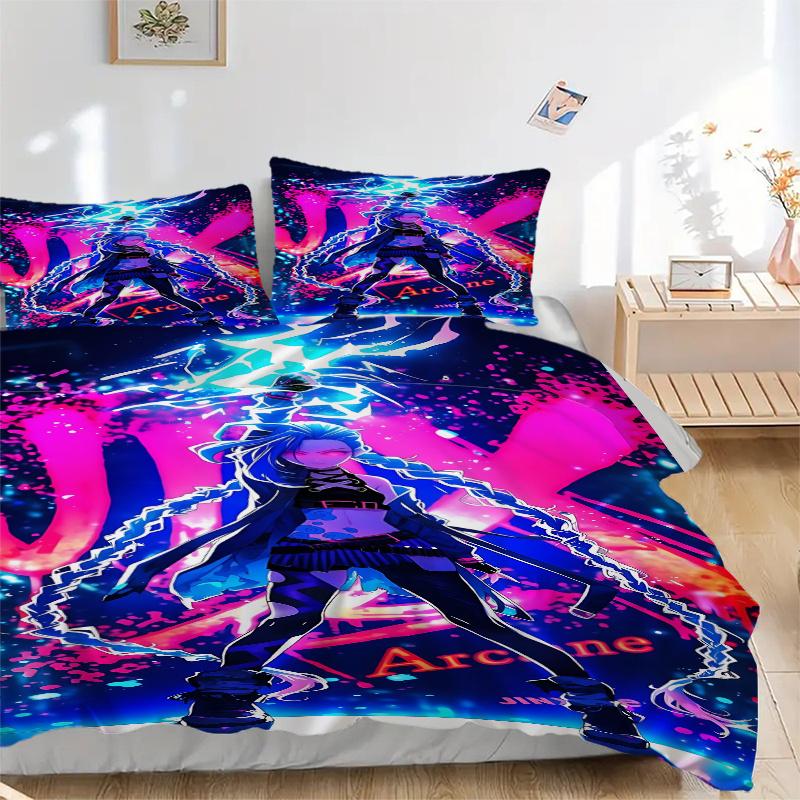 

3pcs Jinx Home Decor Bedding Set-Universal Three-Piece Suit for Bedroom, Guest Room, Living Room, Hotel-Festival Gift for Fans, Travelers, D 135x200cm