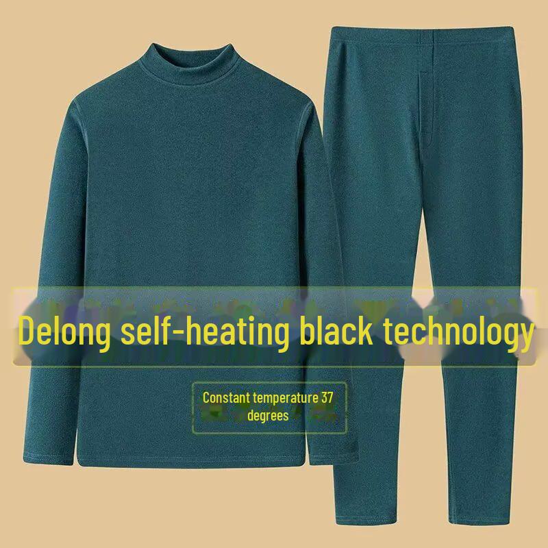 Men's Self-Heating Autumn/Winter Warm Base Layer Set: Breathable Cold-Proof Shirt & Leggings for Middle-Aged and Young