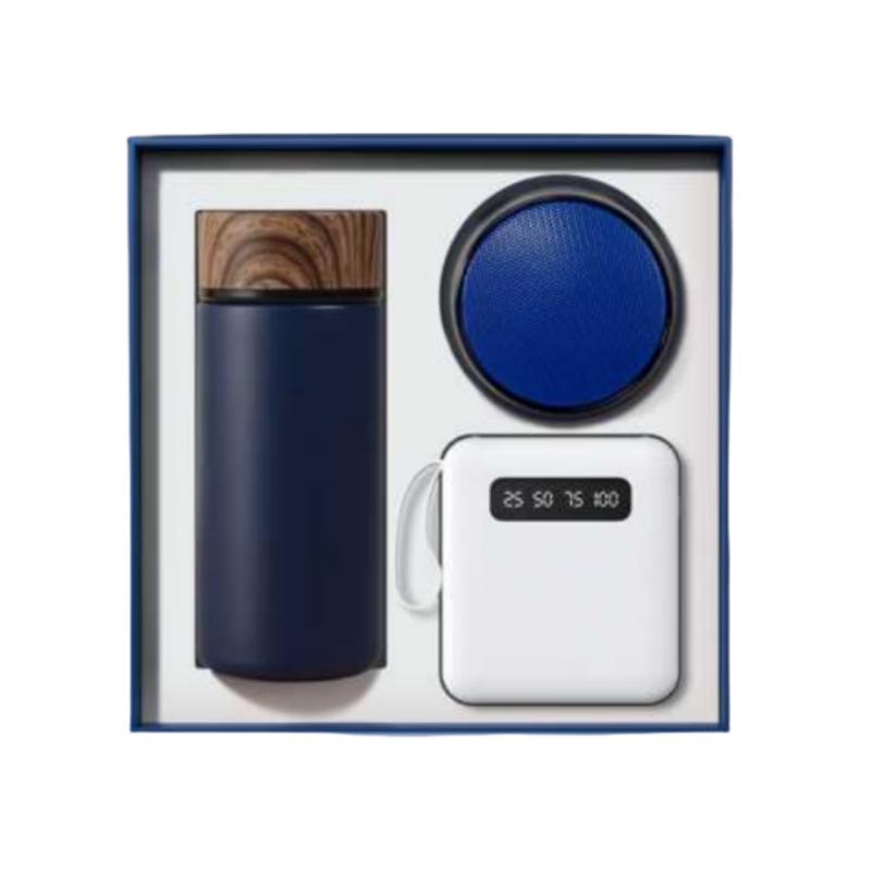 Business Gift Set with Thermos Bottle, Speaker, and Power Bank