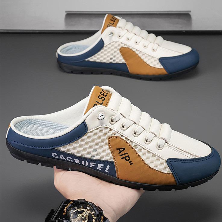

Summer half slippers men s one-pedal breathable men s shoes trendy fashion, light and comfortable sports and leisure shoes 44