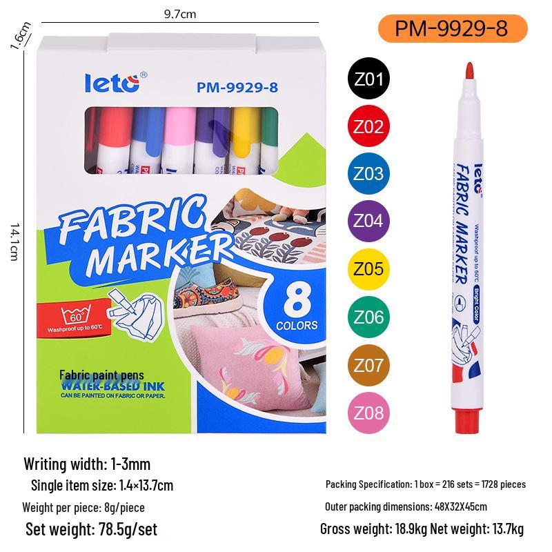

Letu Waterproof Fabric Markers - Washable, Fade-proof, Colorful Textile Pens for Graffiti and Hand-painting