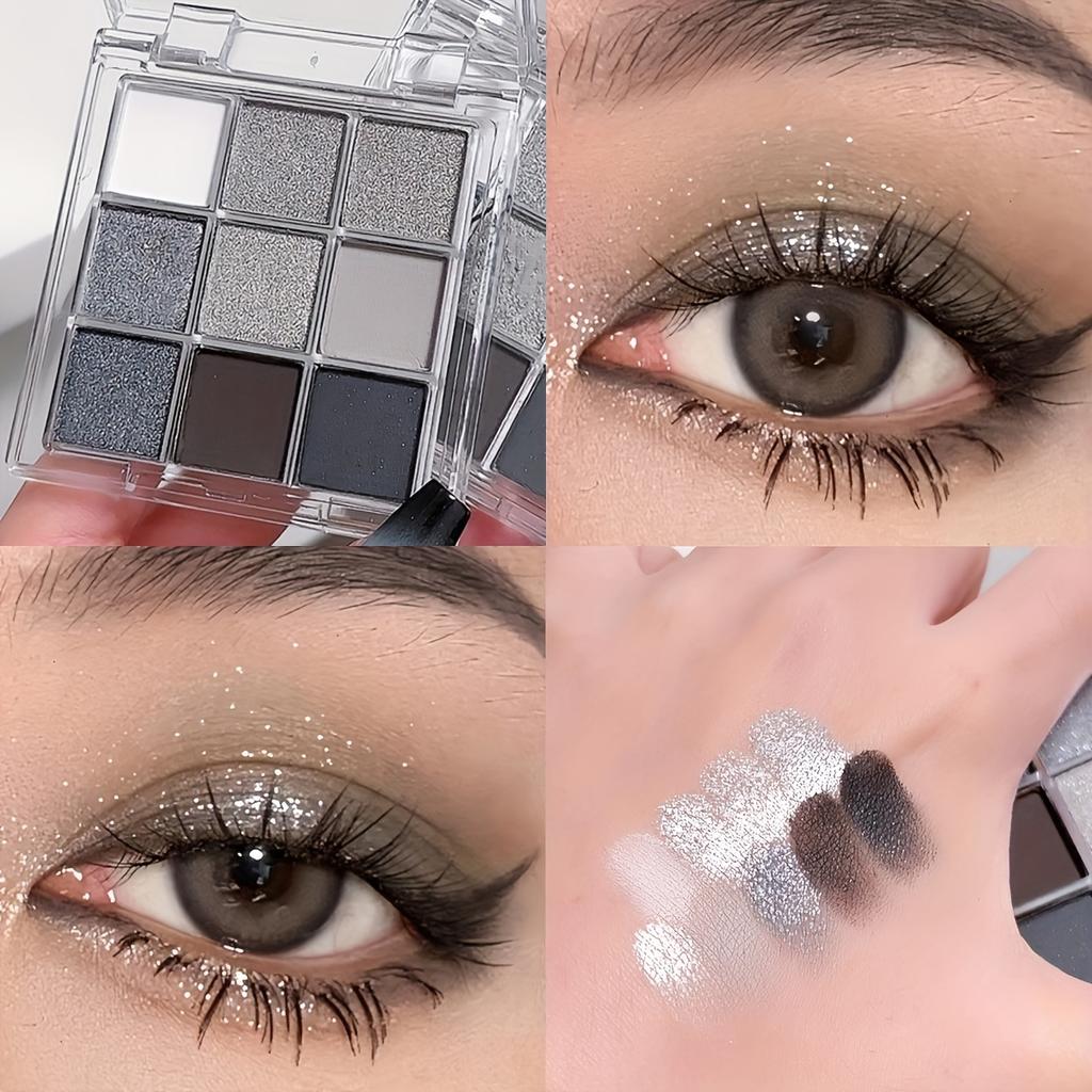 Black Smoky Eyeshadow Palette Long Lasting Waterproof Makeup with Matte Shimmer Finishes, Black White Grey Shades for Day To Night Looks