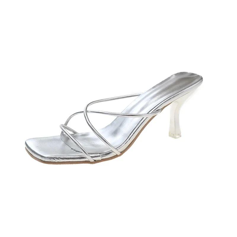 

Женские туфли-шпильки на высоком каблуке, роскошные дизайнерские женские удобные босоножки золотистого и серебристого цвета, тренд 2025 года, размер 40 40 серебряный